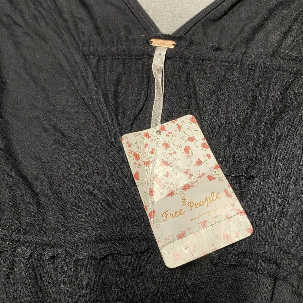 Free People Aries Tank Top Small Black Tie Cinch Flow Festival‎ NEW